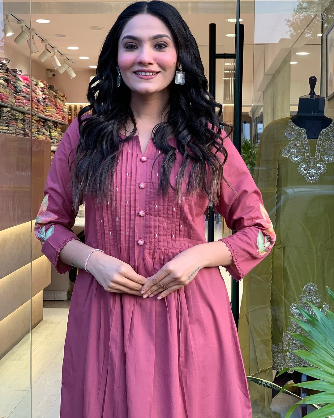 Maisha Rosewood Bloom Pure Cotton Kurta Set