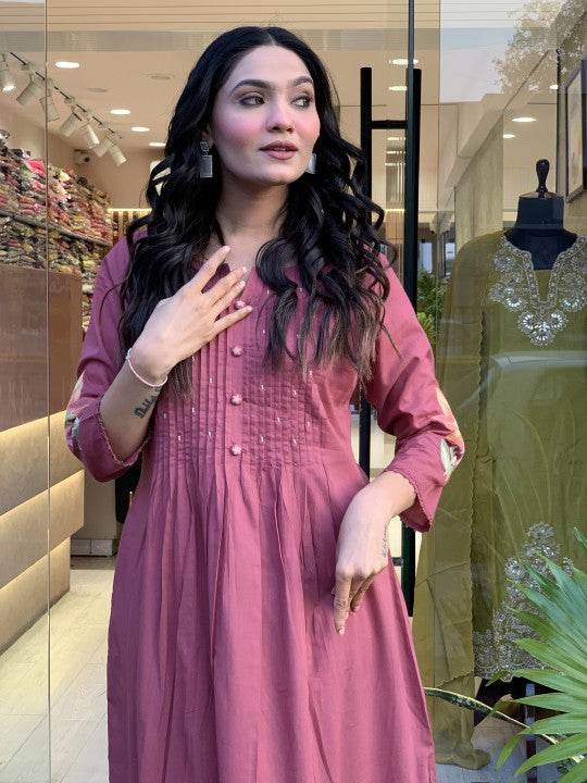Maisha Rosewood Bloom Pure Cotton Kurta Set