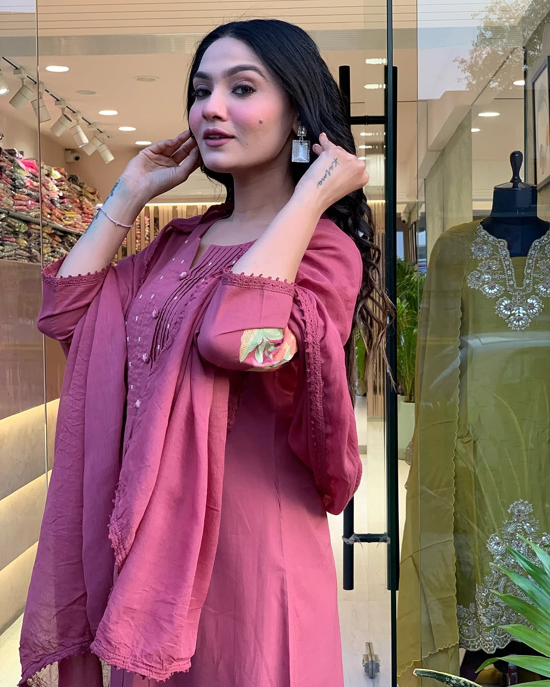 Maisha Rosewood Bloom Pure Cotton Kurta Set