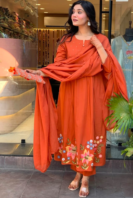 Indigo Chevron Pure Cotton Suit Set