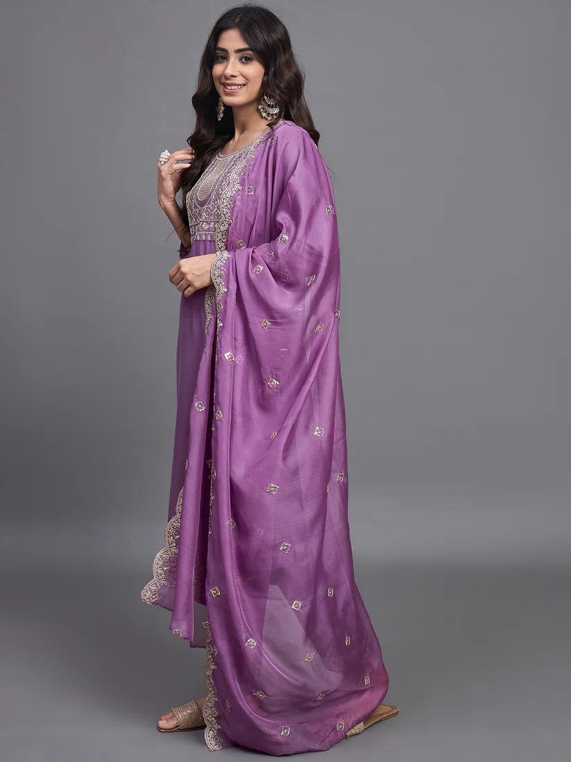 Lavender Lure Pure Silk Suit Set