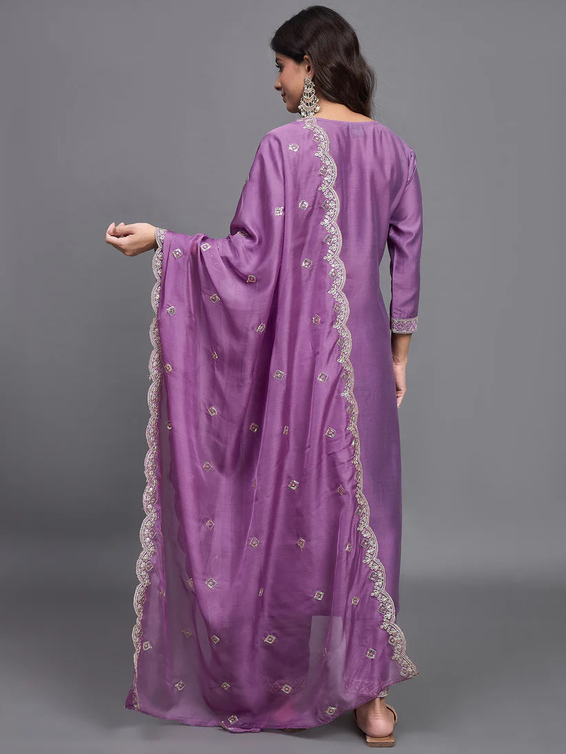 Lavender Lure Pure Silk Suit Set