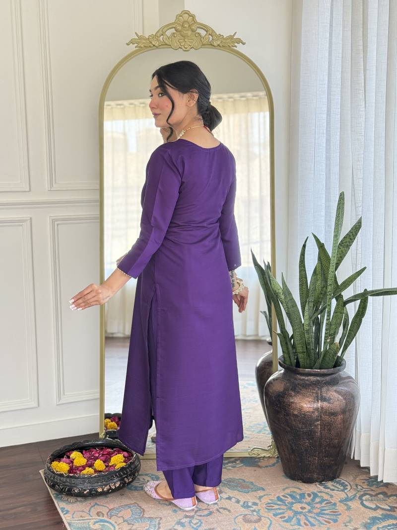 Royal Plum Pure Silk Suit Set