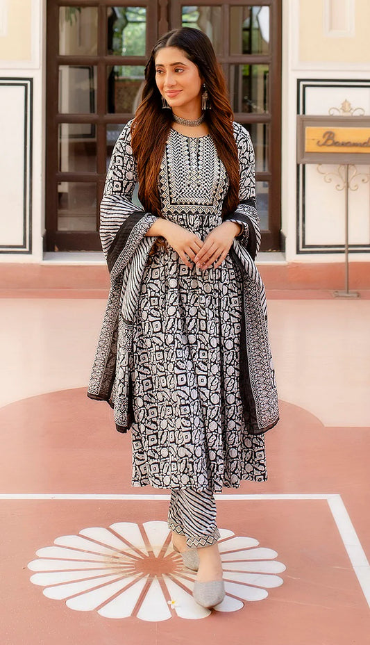 Starlight Stripe Pure Viscose Anarkali Set
