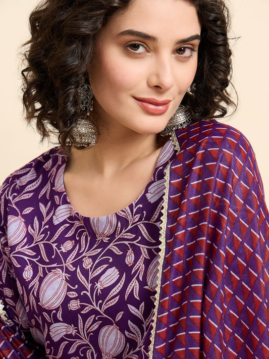 Women’s Viscose Anarkali Kurta and Pant Set with Dupatta