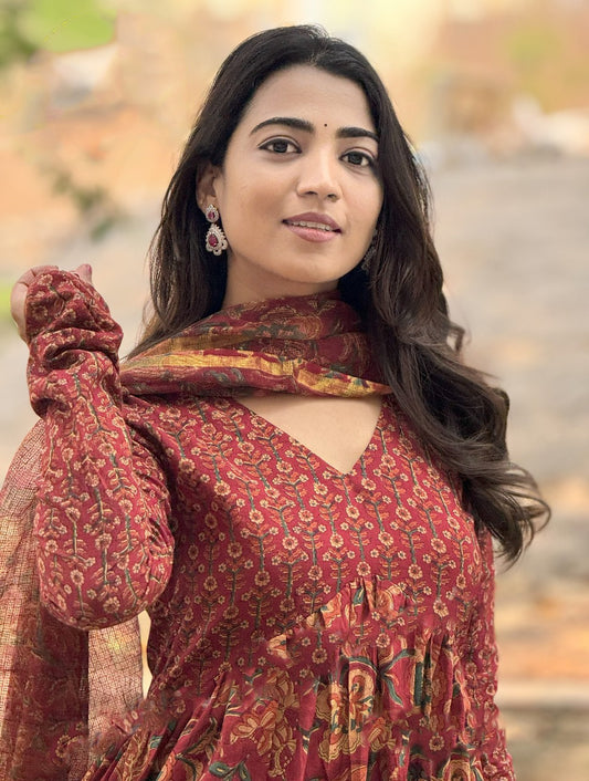 Rust Rosewood Viscose Suit Set