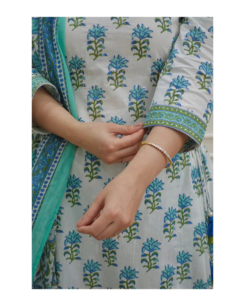 Mint Bloom Viscose Delight Suit