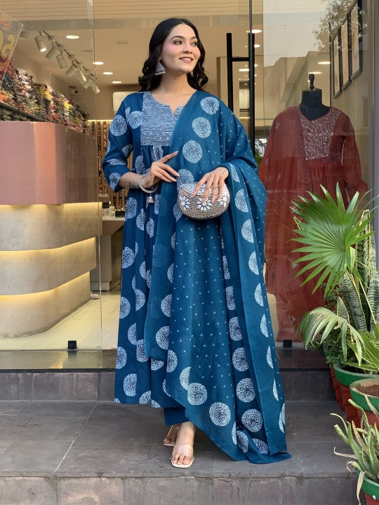 Midnight Blossom Viscose Suit Set