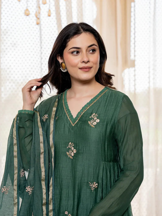 Emerald Viscose Charm Anarkali Suit Set