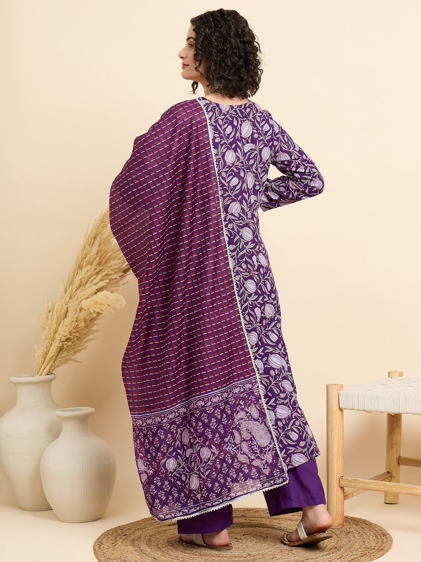 Women’s Viscose Anarkali Kurta and Pant Set with Dupatta