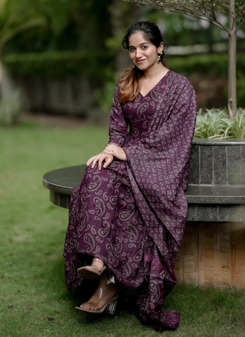 Plum Paisley Grace Suit Set