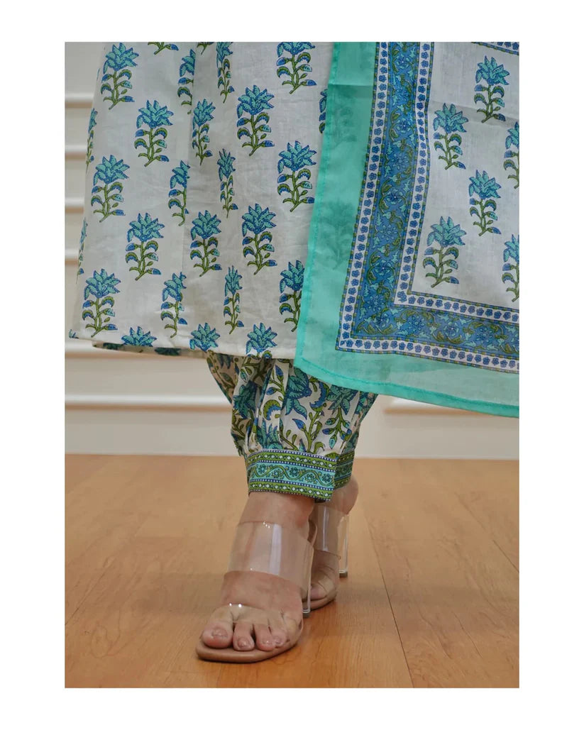 Mint Bloom Viscose Delight Suit