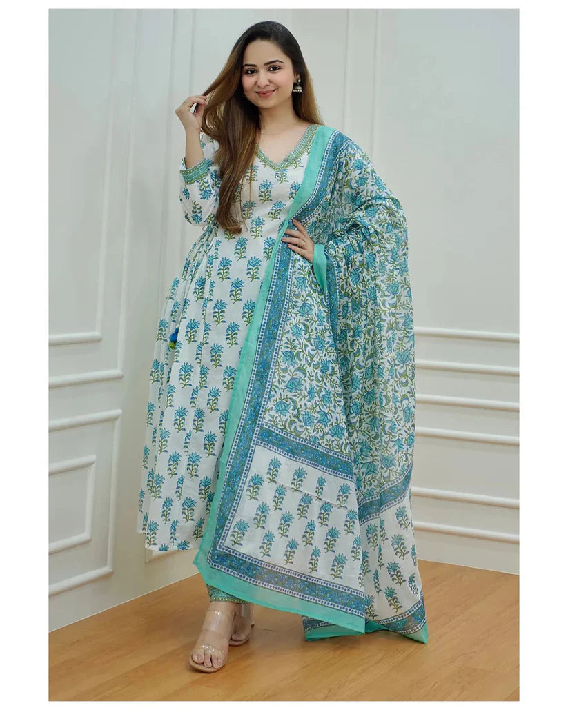 Mint Bloom Viscose Delight Suit