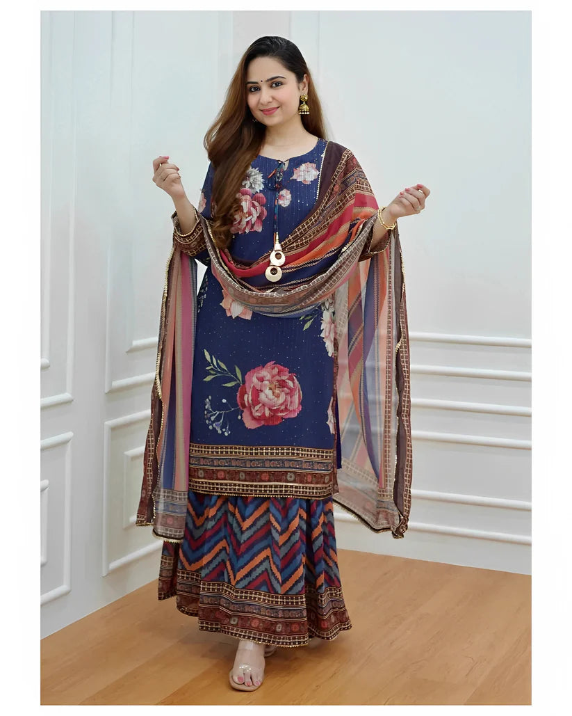 Aurora Blossom Sharara Suit Set