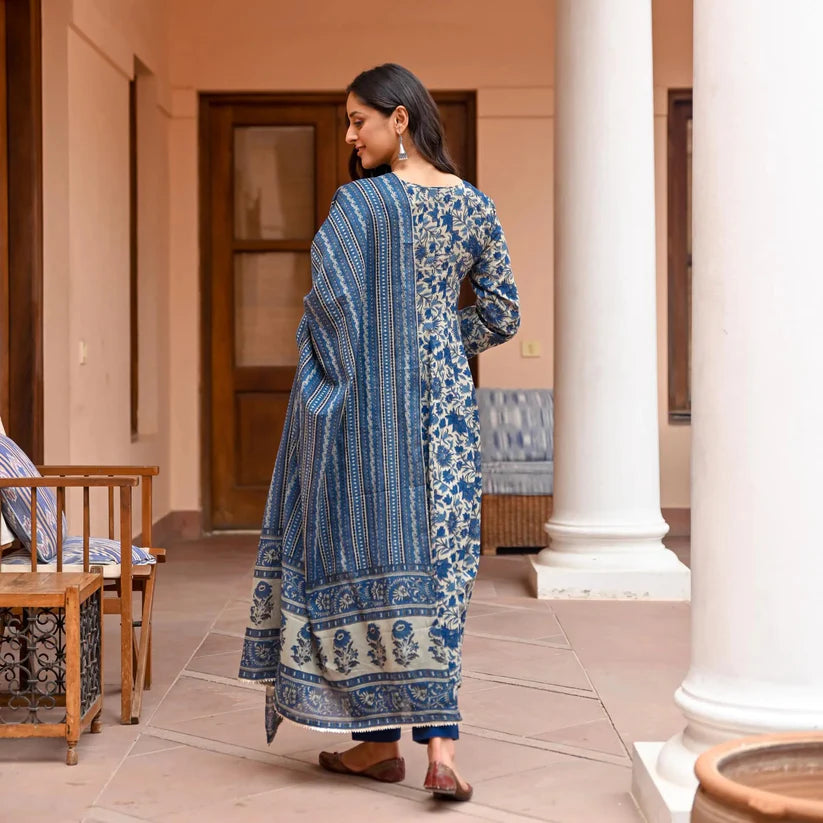 Heritage Floral Pure Viscose Anarkali Set