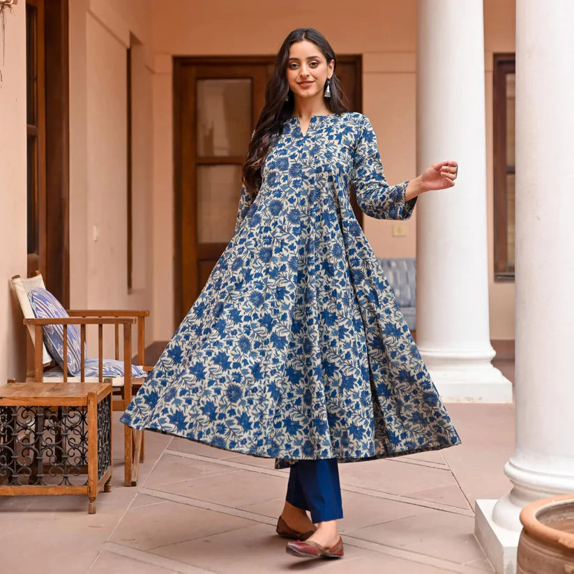 Heritage Floral Pure Viscose Anarkali Set