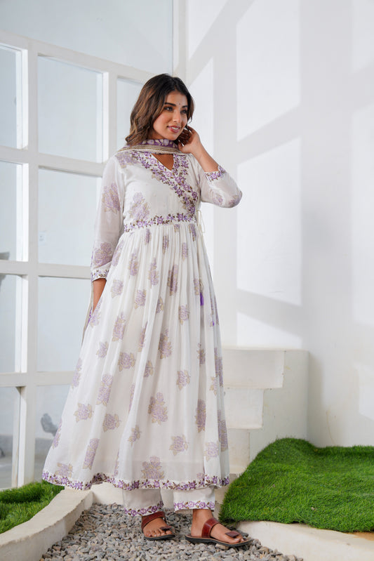 Ira Lavender Dreams Mul Cotton Anarkali Suit