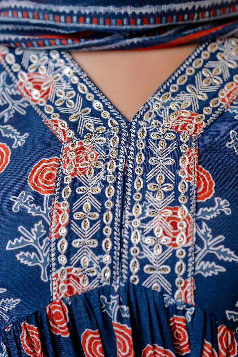 Azure Petal Pure Viscose Anarkali Suit.