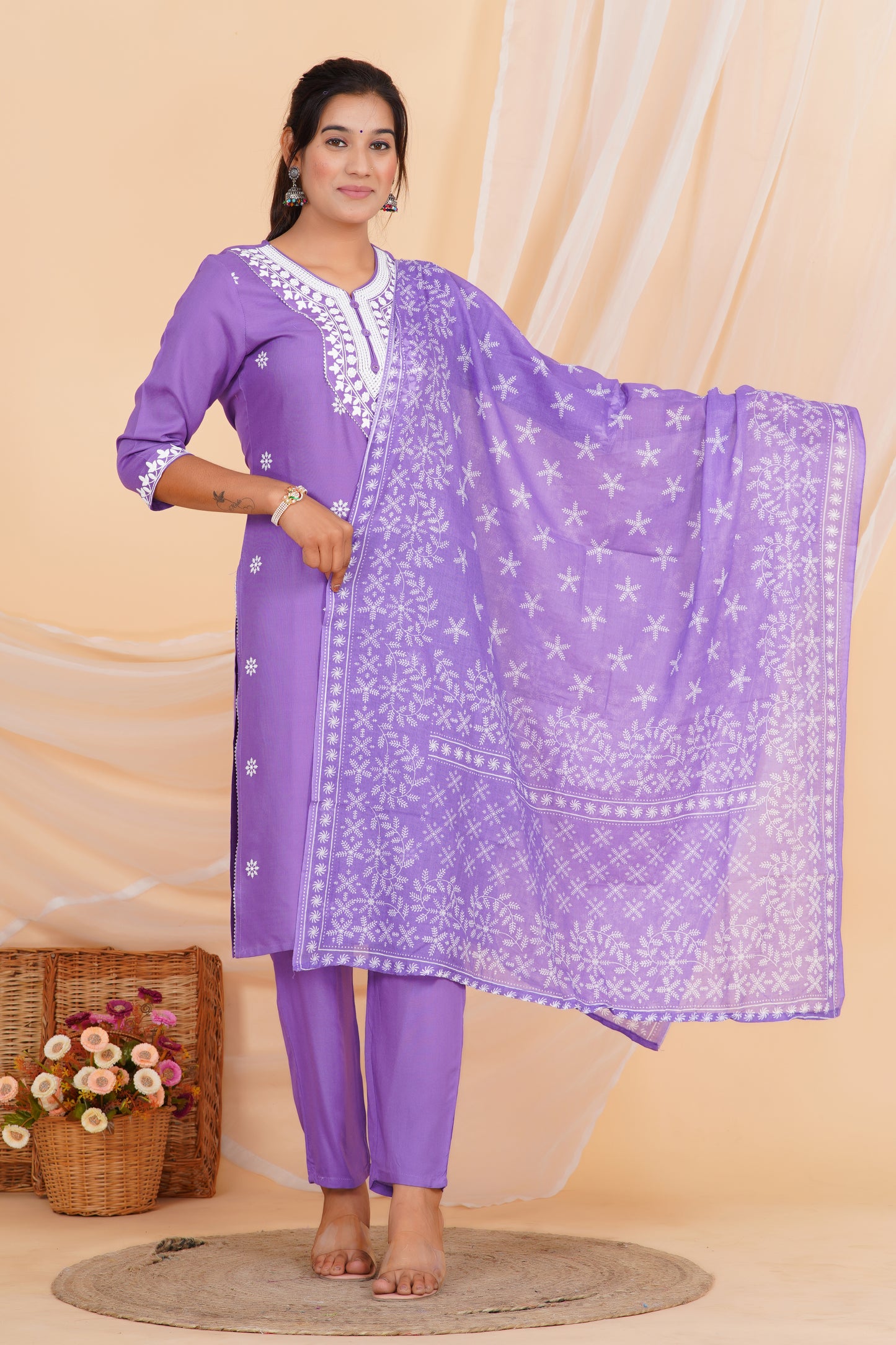 Lavender Charm Viscose Rayon Suit Set