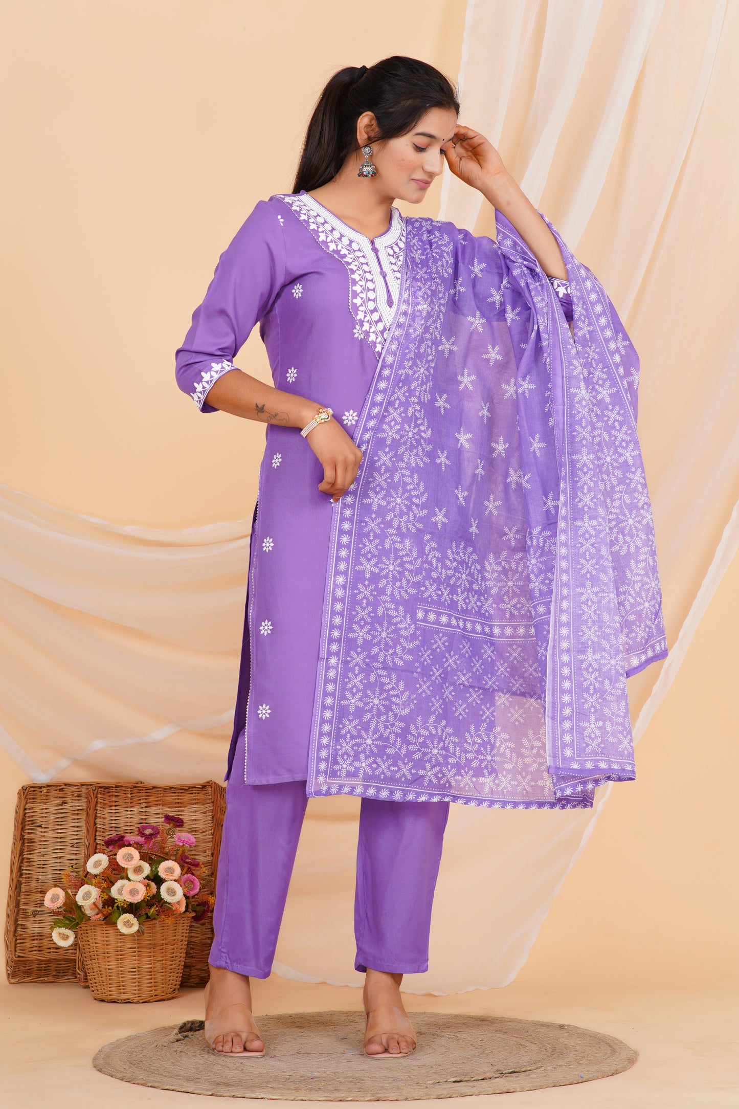 Lavender Charm Viscose Rayon Suit Set