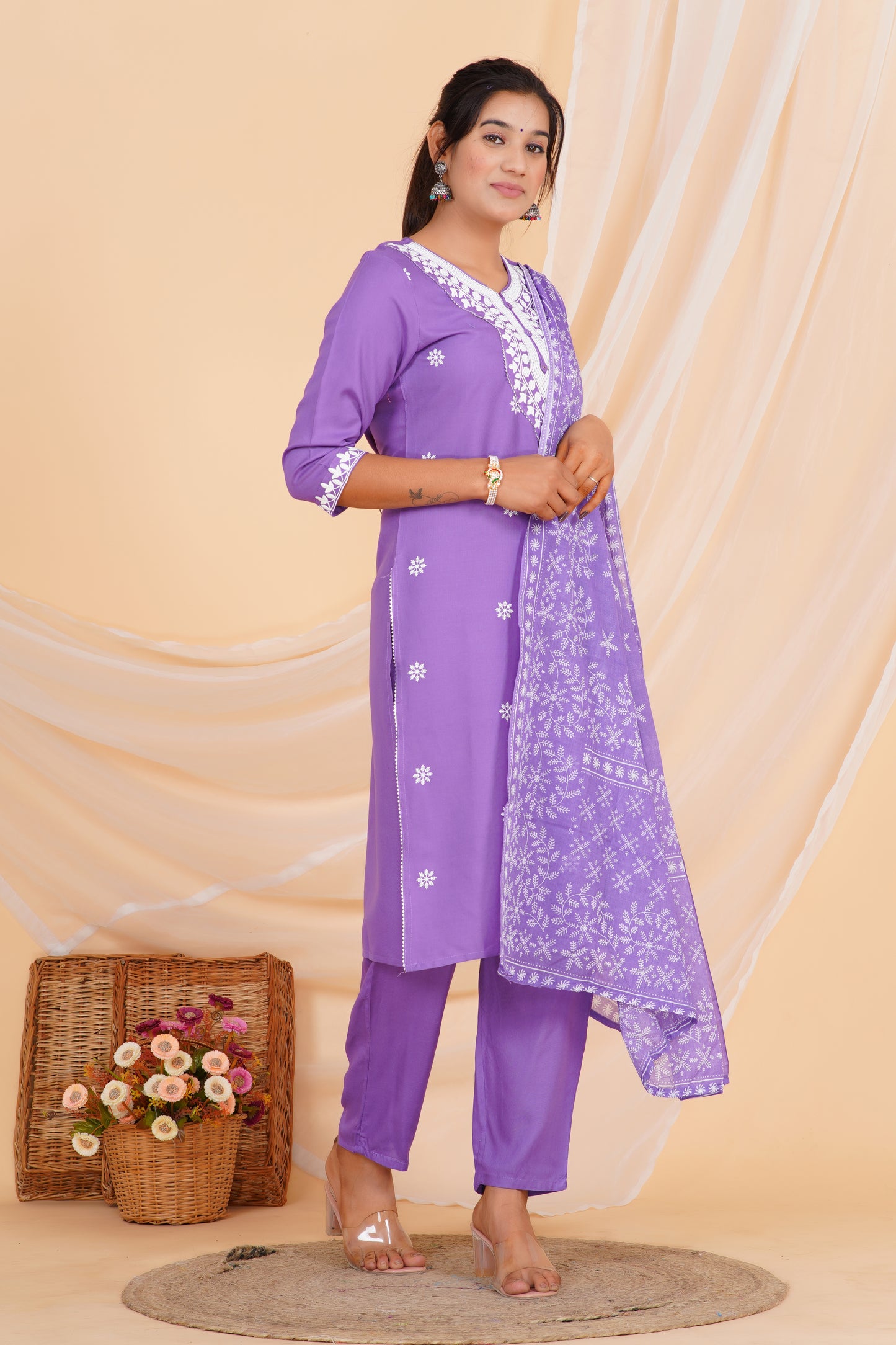 Lavender Charm Viscose Rayon Suit Set
