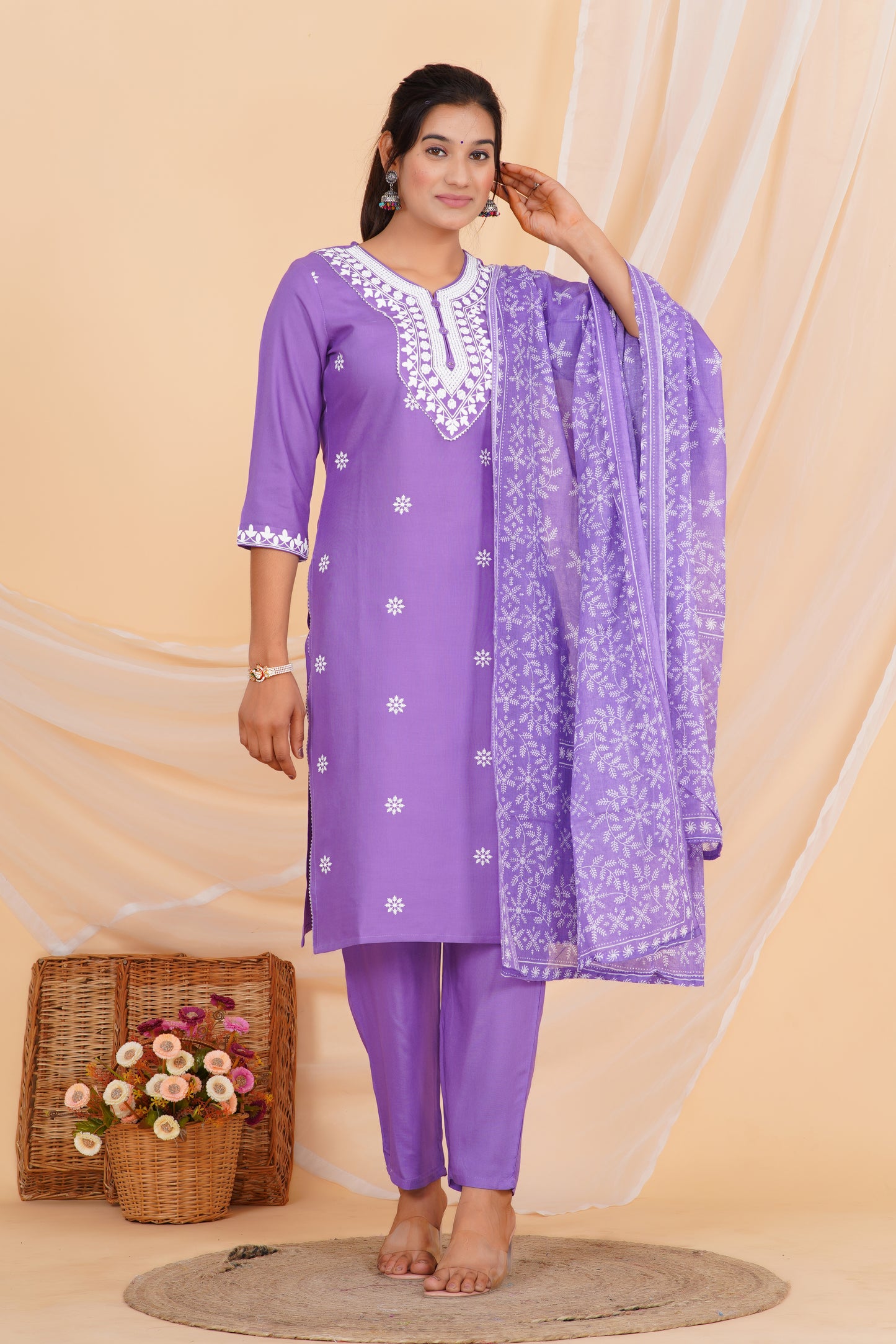 Lavender Charm Viscose Rayon Suit Set