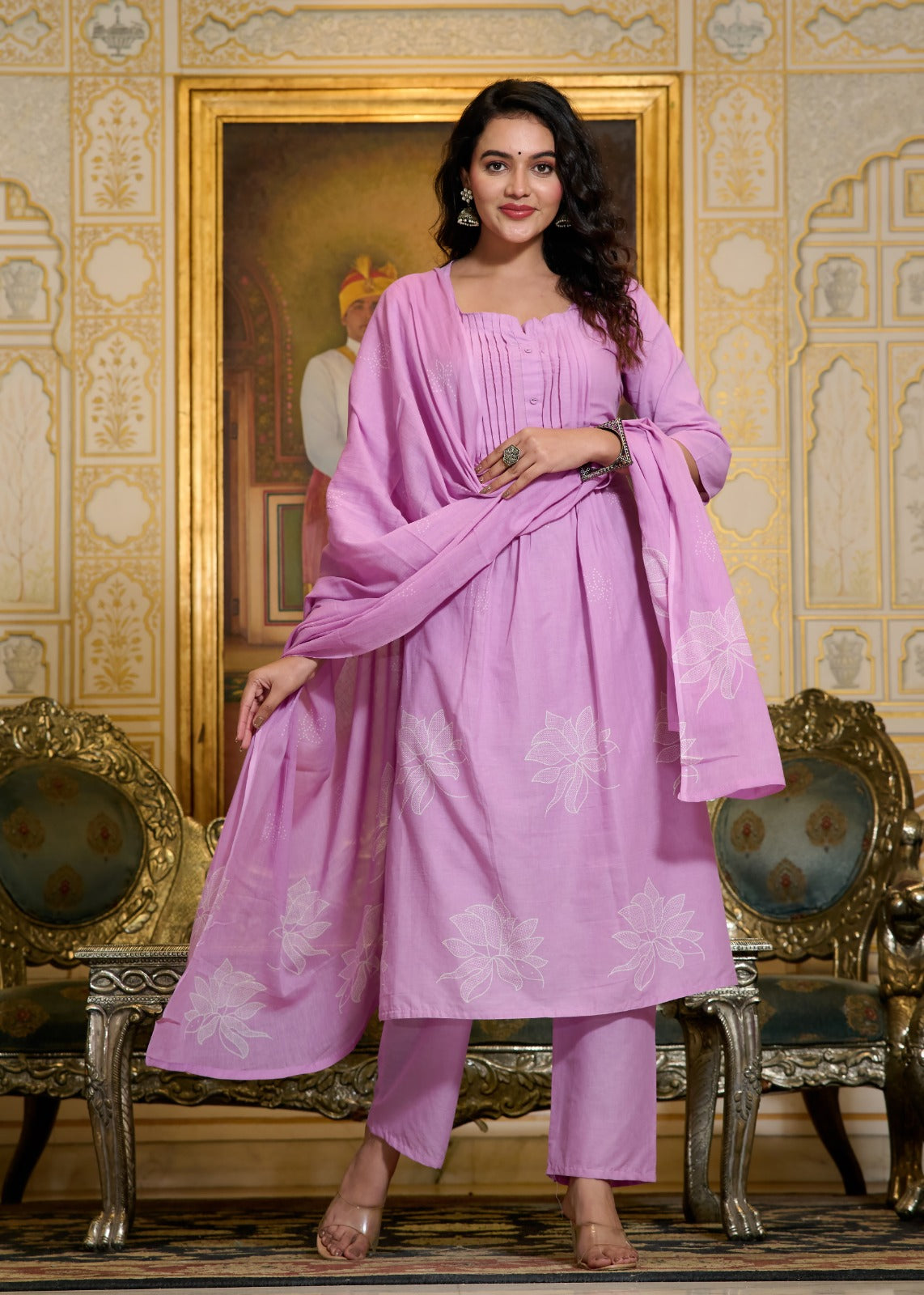 Black Cotton Embroidered Kurta Set with Dupatta