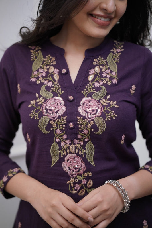 Noorvi Violet Blossom Suit Set