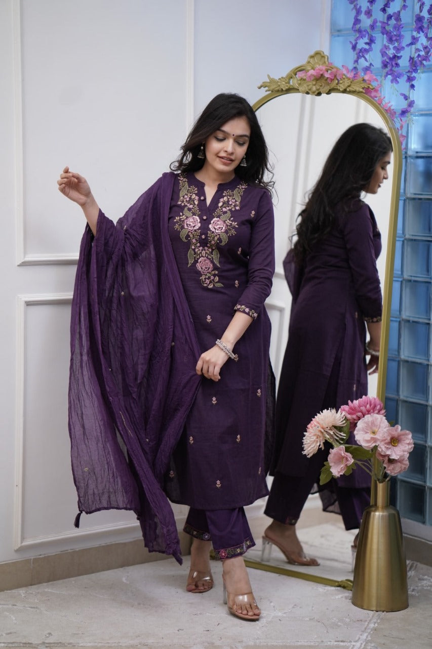 Noorvi Violet Blossom Suit Set