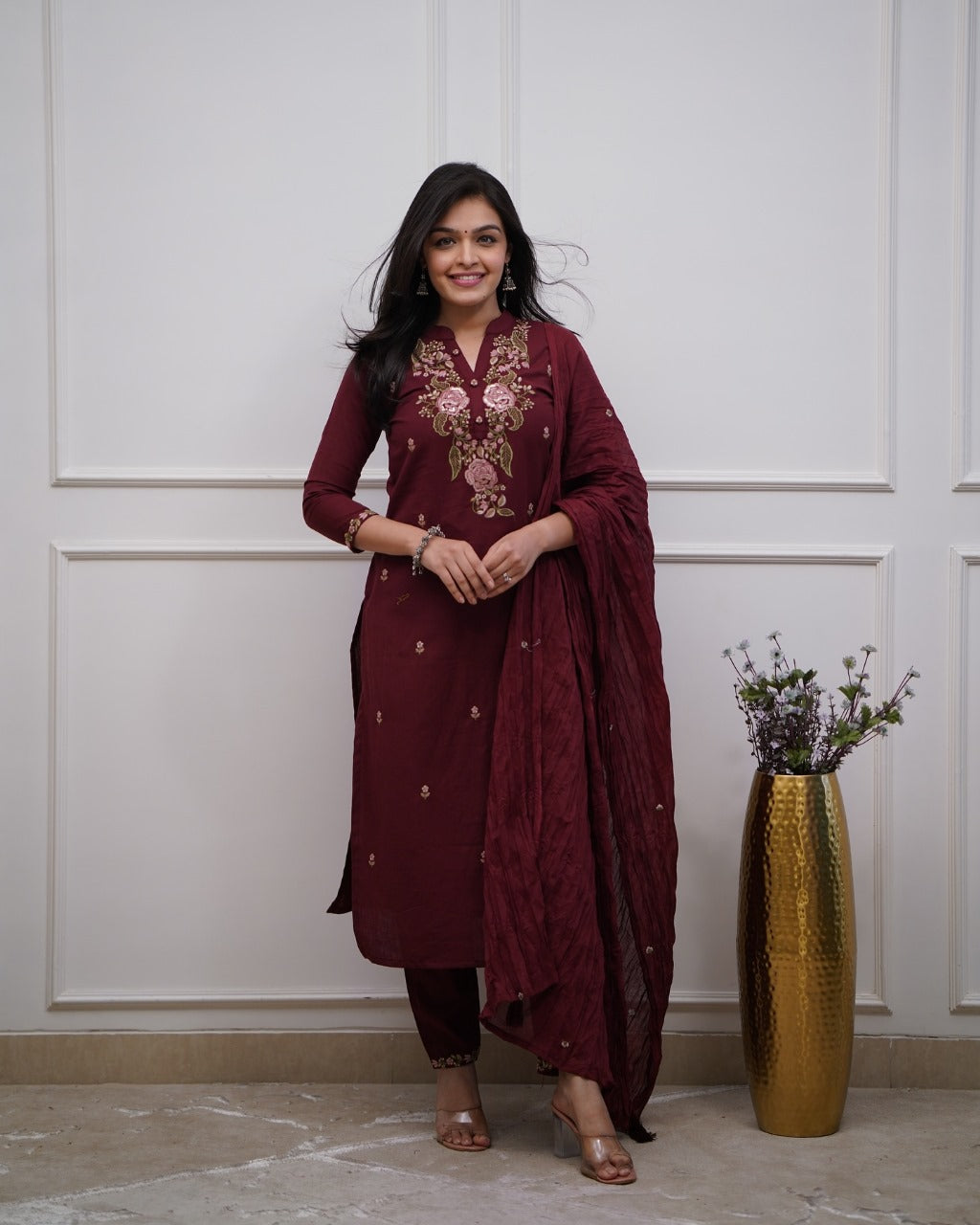 Gulrooh Maroon Elegance Suit Set