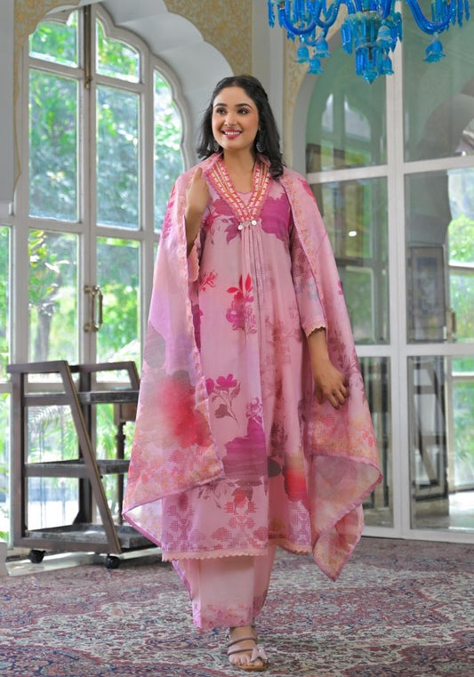 Noor Pink Cotton Anarkali