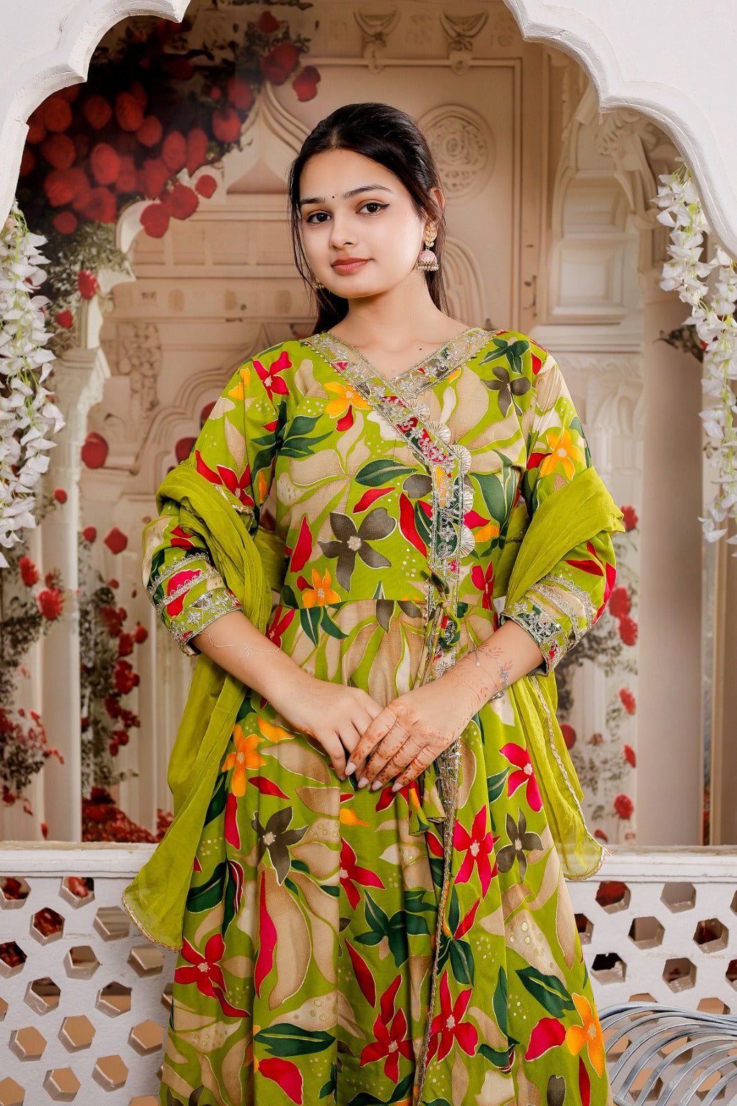 Aurora Spring Green Reverie Rayon Anarkali Suit