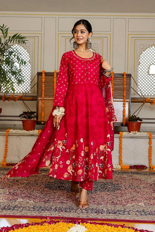 Aangan Peach Mist Mul Cotton Anarkali Suit