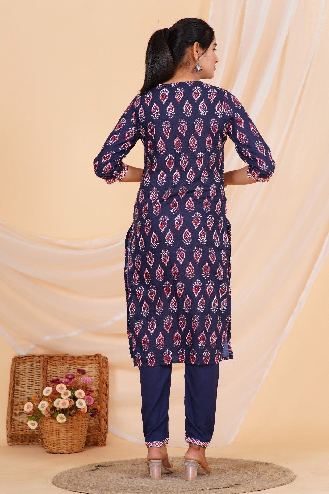 Indigo Charm Viscose Rayon Suit Set