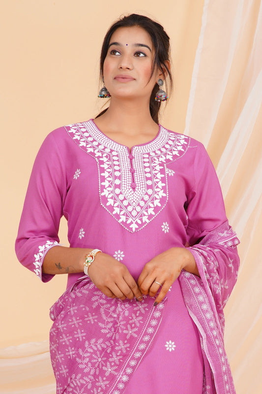 Pink Petal Charm Viscose Rayon Suit Set