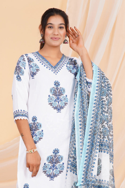 Ocean Bloom Viscose Rayon Suit Set