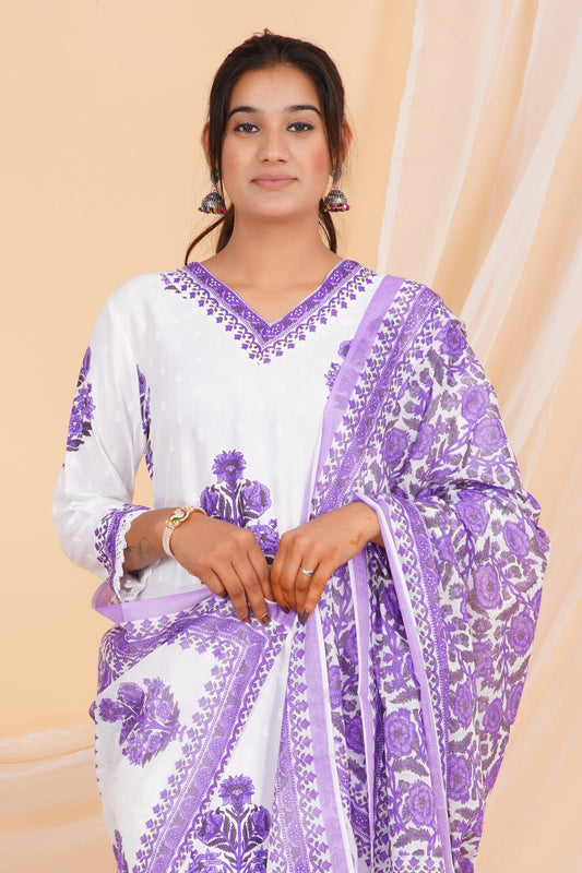 Lavender Bloom Viscose Rayon Suit Set