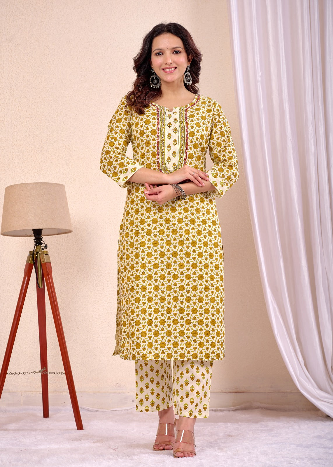 Effortless Ethnic Straight Cotton Suit Set