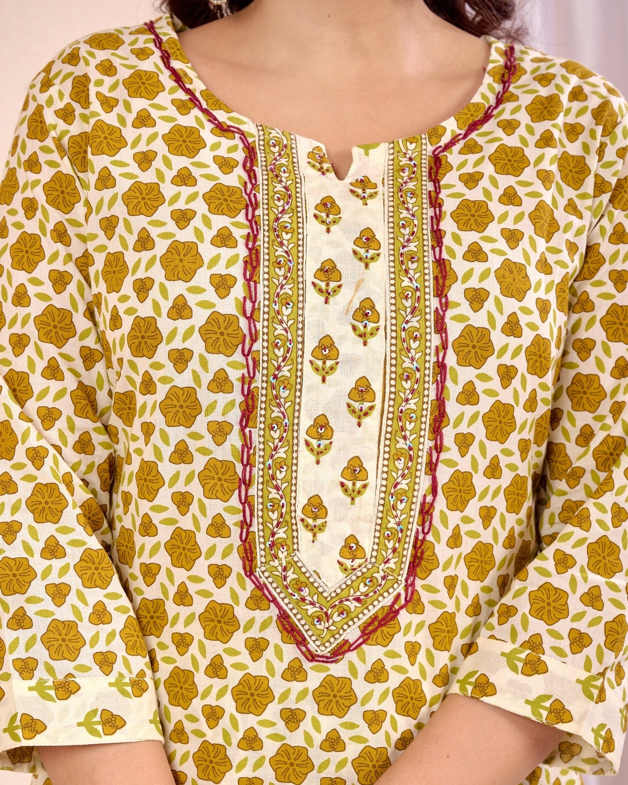 Effortless Ethnic Straight Cotton Suit Set