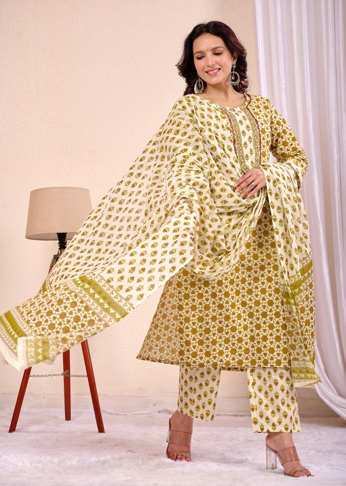 Effortless Ethnic Straight Cotton Suit Set