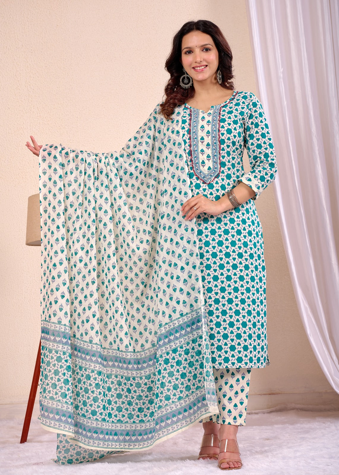 Effortless Ethnic Straight Cotton Suit Set