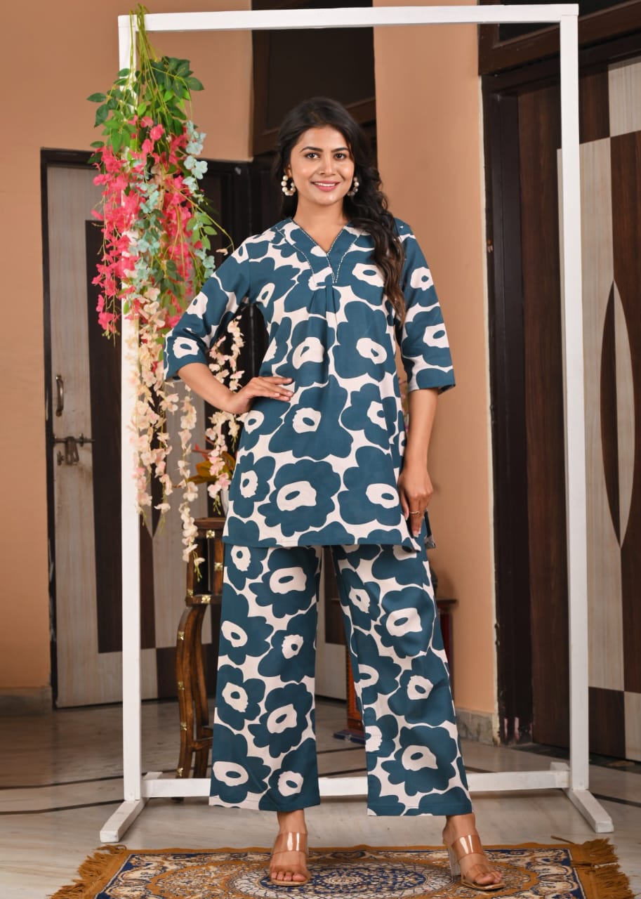 Retro Bloom Cotton Co-ord Set