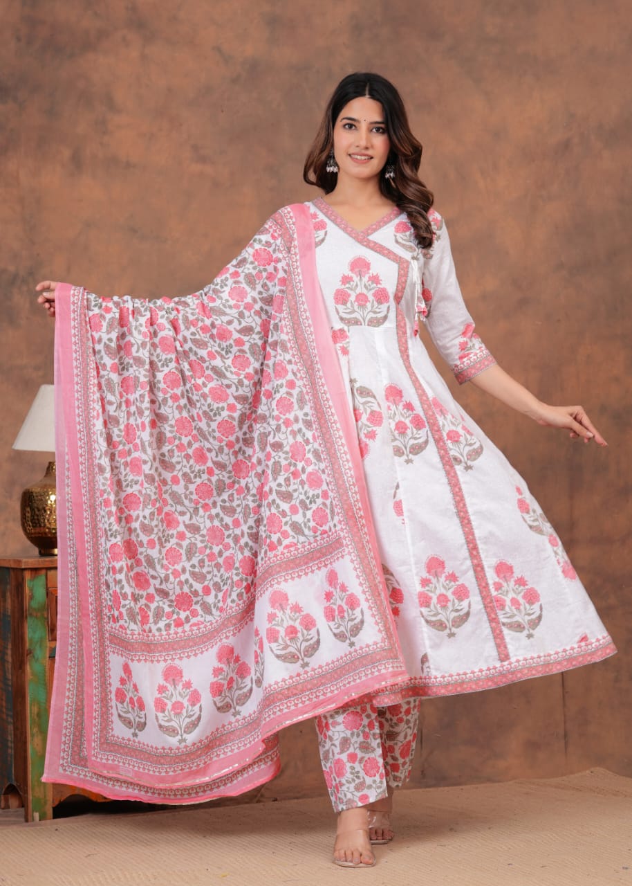 Aqua Bloom Anarkali Set