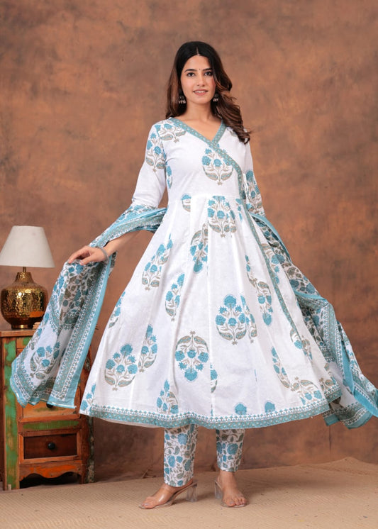 Aqua Bloom Anarkali Set