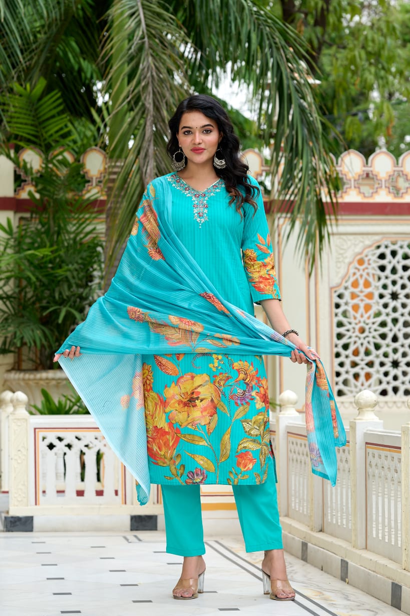 Rangrika Blossom Cotton Suit Set