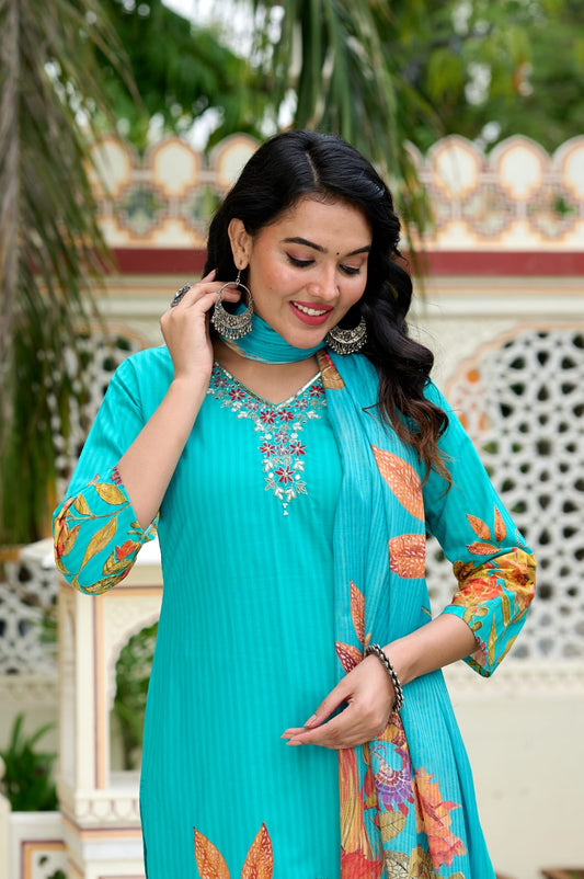 Rangrika Blossom Cotton Suit Set