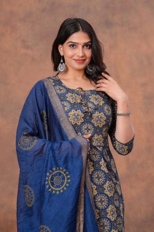 Indigo Royale Handwork Cotton Suit Set