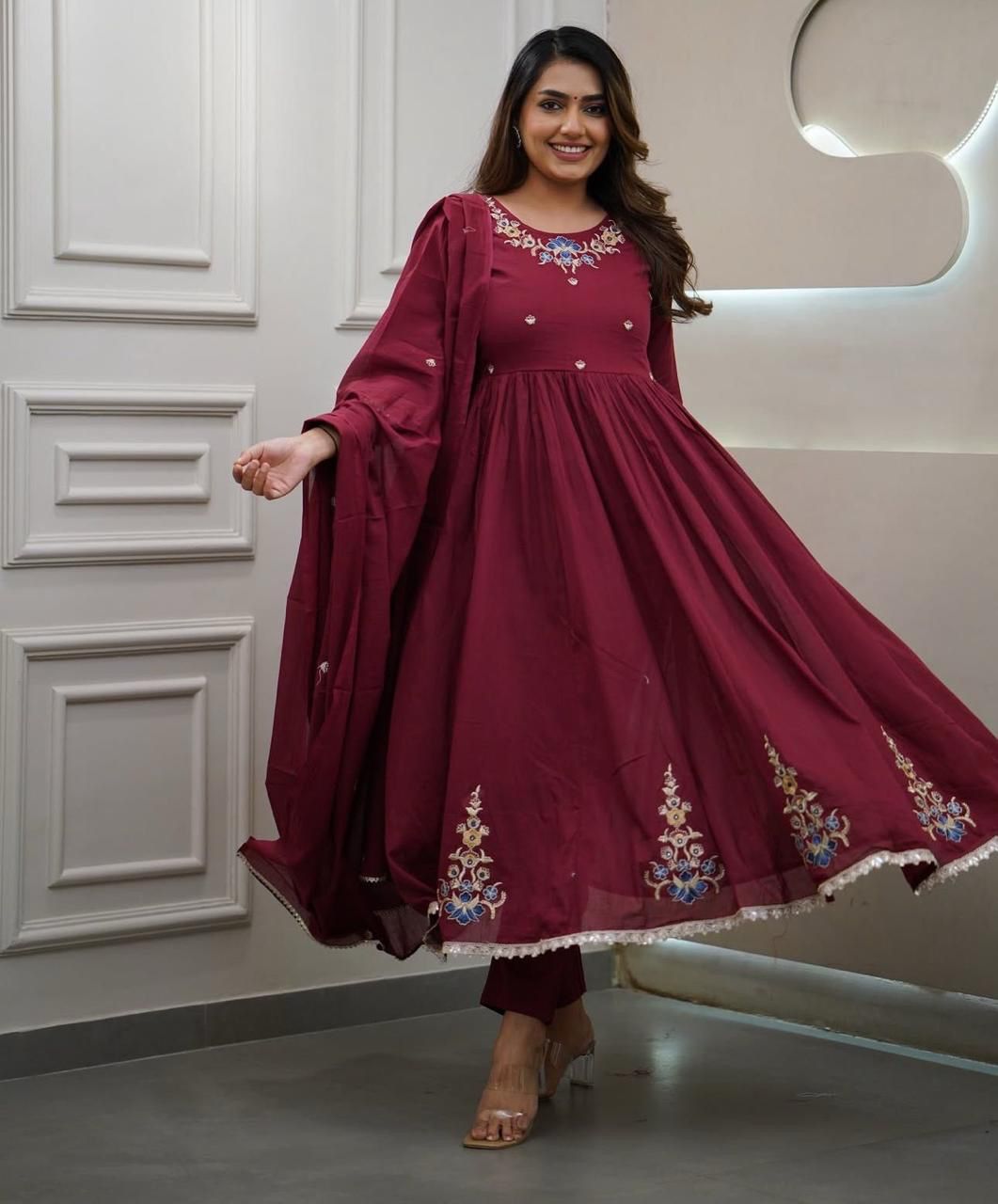 Golden Marigold Charm Cotton Anarkali Set