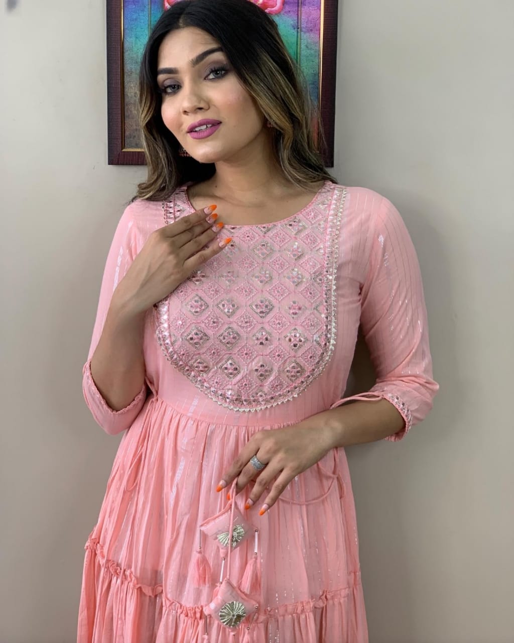 Blush Ruffle Pure Rayon Gown