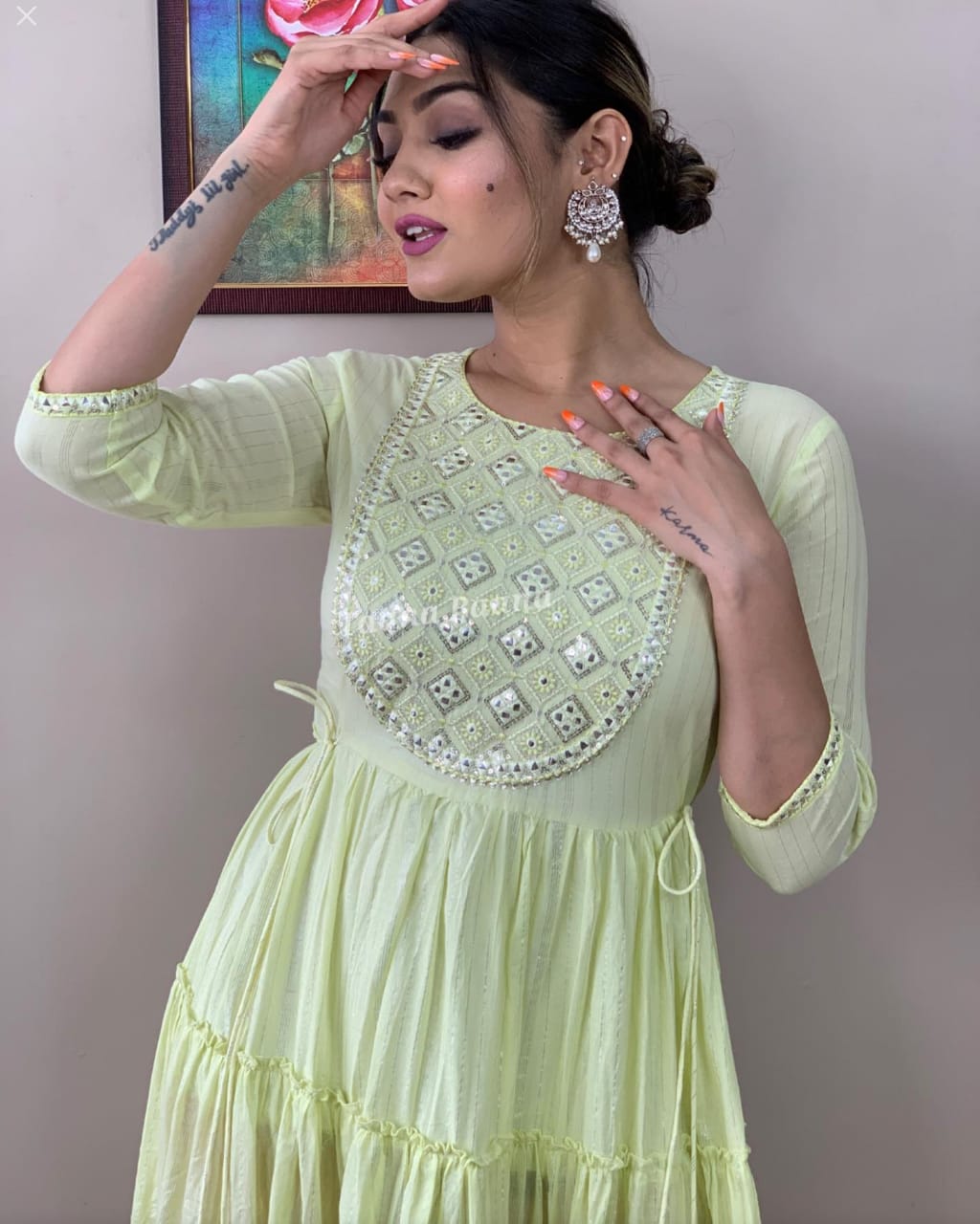 Lime Serenade Pure Rayon Gown